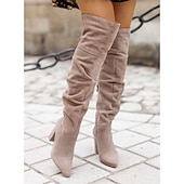 billiga Slouch Boots-slingrande stövlar för kvinnor med blockklack, snygg mockadesign tillgänglig i flera färger för höst- och vinterkläder