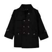 billiga Jackor och rockar för pojkar-Barn Pojkar Trenchcoat Ytterkläder Ensfärgat Långärmad Ficka Täcka Skola Häftig Dagligen Svart 3-delad kostym (jacka + byxor + slips) Kaki 4-delat set (jacka + byxor + skjorta + slips) Svart 2-delat