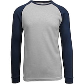 billige grunnleggende t-skjorter-Herre T skjorte T-skjorte Langermet skjorte Langermet Crew-hals Høst vinter Fargeblokk Raglan erme Mote Designer Grunnleggende Lapper Feriereise Gate Ut på byen Mørkerød Svart Hvit Topp T-skjorte for