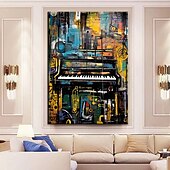 preiswerte Straßenkunst-Hang-Ölgemälde Handgemalte Vertikal Pop-Art Straßenkunst Vintage Modern Fügen Innenrahmen
