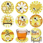 billige Placemats &amp; Coasters &amp; Trivets-diamantmaleraler sett med 6 stk eller 8 stk, runde dalbaner-sett med holder gjør-det-selv-diamant-og-dal-dal-dal-dal-dal-daler skli- og dalbane for voksne diamantmalesett rekvisita