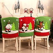levne Vánoční přehoz-1 ks dárky dárky potah na opěradlo židle do jídelny, santa claus sněhulák sob potah na jídelní židle, potah na židle do kuchyně výzdoba hotelové dovolené