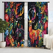 billiga Gardiner och draperier-2 paneler gardiner för vardagsrum sovrum, blommor gardin draperier för sovrum dörr kök fönster behandlingar värmeisolerade rum mörkare