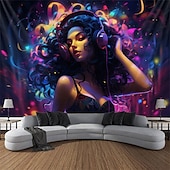billige Blacklight -billedvev-blacklight billedvev uv reaktiv glød i mørket glød party neon trippy tåkete pop kvinne hengende billedvev veggkunst veggmaleri for stue soverom