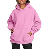 economico Felpe e Sweatshirt Texturizzati-Felpa con cappuccio Felpa Pullover Liscio Tasca frontale Per Per donna Per adulto Non stampabile Strada Casual / quotidiano