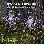 olcso Pathway Lights &amp; Lanterns-2db napelemes kert 8 világítási módú csillagsugárzó lámpák, vízálló napenergiával működő tűzijáték lámpák kültéri dekorációhoz, 120 led csillagszóró füzér az udvari ösvényen, Valentin-napi parti
