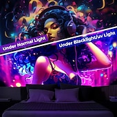 billige Blacklight -billedvev-blacklight billedvev uv reaktiv glød i mørket glød party neon trippy tåkete pop kvinne hengende billedvev veggkunst veggmaleri for stue soverom