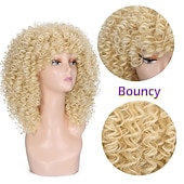 billige Parykker av topp kvalitet-myk og stilig 14 tommers blond afro krøllet parykk for kvinner - perfekt for 70-tallet og kinky krøllete hår - syntetisk fibermateriale for langvarig bruk