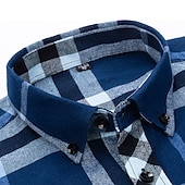 economico camicia da uomo con bottoni-Per uomo Camicia Camicia casual Camicia a quadri Camicia con Bottoni Quadri All'aperto Abbigliamento quotidiano Rosso Blu Marrone Blu scuro Manica Lunga Bavero Autunno &amp; Inverno Abbigliamento Tasca