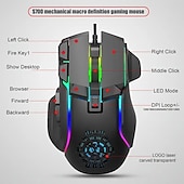 Недорогие Мыши-проводная игровая мышь, компьютерная игровая мышь, USB-мышь, высокоточная регулируемая 12800 точек на дюйм, 10 программируемых кнопок, эргономичная игровая мышь Plug Play для ноутбука Mac