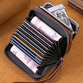 cheap Card Holders &amp; Cases-2023 Women New Retro Genuine Leather Rivet Short Wallet Zipper Coin Card Holder Female Coin Clutch Wallets Purse Money Bag