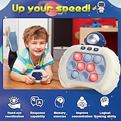 billiga elektronisk underhållning-quick push pop-spel it fidget toys pro för barn vuxna, handhållen spel snabb pusselspelsmaskin, push bubble stress leksak, lättnadsfester, presenter för pojkar och flickor (blå astronaut)
