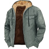 economico felpe in pile-Per uomo Felpa con cappuccio e zip Felpa con cappuccio a zip intera Giacca in pile Marrone Verde Cachi Con cappuccio Liscio Zip Up Tasca frontale Sportivo Giornaliero Per eventi Poliestere Streetwear