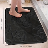 preiswerte Läufer und Teppiche-1 Stück Badvorleger, Rosenblüten-Muster, Badezimmer-Badematte, Flanell, rutschfester Teppich, Badewannen-Bodenteppich, Duschraum-Fußmatte, Memory-Schaum-Matte, waschbarer Teppich