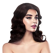 economico Parrucche storiche-Parrucca nera corta anni &#039;20 per donne parrucca a onde di dita Gatsby delle ruggenti anni &#039;20 parrucche vintage sintetiche per donne cosplay costume vestiti eleganti parrucca flapper anni &#039;20
