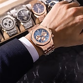 economico Orologi al quarzo-Orologio al Quarzo da Uomo POEDAGAR Orologio da Sport Moda Casual Luminosa Calendario Cronografo Impermeabile Orologio in Acciaio