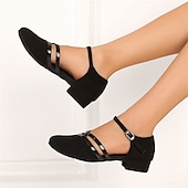 cheap Ballroom Shoes &amp; Modern Dance Shoes-Women&#039;s Black Ballroom Dance Shoes with Suede Sole - Low Heel, Comfortable and Non-Slip Practice Latin Dance Shoes with Straps