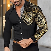 economico camicia da uomo con bottoni-Per uomo Camicia Maglietta informale Camicia con bottoni Abbronzante Ufficio e carriera Ricevimento di matrimonio Nero Bianco Vino Rosso Manica lunga Bavero Primavera &amp; Autunno Abbigliamento Collage