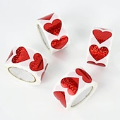 economico Decorazioni per matrimoni-500 pezzi/rotolo adesivi scintillanti a forma di cuore rosso amore scrapbooking adesivo adesivo per San Valentino confezione regalo di nozze decorazione sacchetto di compleanno festa della mamma festa