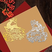abordables pochoirs muraux-1 pc lettres joyeux noël découpes en métal mots joyeux noël pochoirs matrices de découpe de cerf découpées pour la fabrication de cartes matrices en papier fournitures de scrapbooking