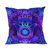 baratos Jogue travesseiros, inserções e capas-Capa de almofadas decorativas com luz negra, 1 peça que brilha no escuro, psicodélica, trippy, macia, quadrada, fronha para quarto, sala de estar, sofá, cadeira