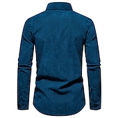 economico camicia da uomo con bottoni-Per uomo Camicia Maglietta informale Camicia di velluto a coste Nero Giallo Rosa Viola Marrone Manica lunga Liscio Bavero Strada Da mare Di base Abbigliamento Di tendenza Comodo