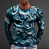 cheap 3D T shirts-Men's Graphic Abstract T Shirt Long Sleeve T shirt 3D Print Crew Neck Shirt Fashion Designer Casual Sports Outdoor Holiday Going out Red Spring &amp;  Fall Clothing Apparel S M L XL 2XL 3XL 4XL