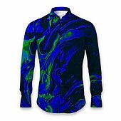abordables Forme Géométrique-Homme Formes Géométriques Graduel Chemise Chemise boutonnée manche longue Abstrait Usage quotidien Sortie Automne hiver Col rabattu Imprimer Bouton bas Rouge Marine foncé Bleu Violet Orange