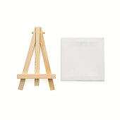 お買い得  絵画、描画、画材-6パック ミニキャンバスとイーゼルセット ミニキャンバスパネル ミニ木製イーゼル キャンバスサイズは4 x 4 イーゼルサイズは3.1 x 5.9 子供の絵画油絵とDIY落書き用