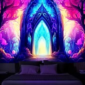billige Blacklight -billedvev-blacklight gobelin uv reaktiv glød i mørket glød party neon trippy misty fantasy palace hengende billedvev veggkunst veggmaleri for stue soverom
