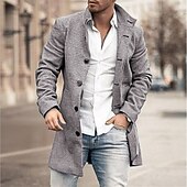 preiswerte Herren-Blazer &amp; -Anzüge-Herren Wintermantel Mantel Trenchcoat Outdoor Freizeitskleidung Herbst Winter Polyester Oberbekleidung Bekleidung Modisch Strassenmode Geometrisch Kargen Einreihiger Verschluss