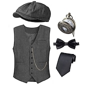 abordables Costumes pour hommes des années 1920-Années Folles Années 1920 Rétro Vintage Tenues Veste Gatsby le Magnifique Gentleman Déguisement Homme Halloween Carnaval Nouvel An Carnaval Fête / Soirée Mascarade Adulte Cravate Gilet Plus