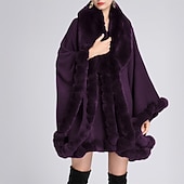 billige Sjaler &amp; Innpakninger-Pelssjal Sjale Sjal til kvinner Elegant Hold Varm Ermeløs Fuskepels Bryllup Wrap Med Ren Farge Til Bryllup Høst vinter