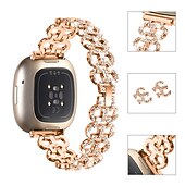 baratos Pulseiras de relógio Fitbit-Pulseira de Smartwatch Compatível com Fitbit Versa 4, Sense 2, Versa 3, Sense Aço Inoxidável Relógio inteligente Alça Feminino Purpurina Cristal Pulseira de joias Substituição Pulseira