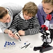 baratos Brinquedos Educativos-brinquedos de microscópio de alta definição e alta potência para experimentos de ciências biológicas de ensino médio e primário, quebra-cabeças portáteis para crianças, presentes científicos e