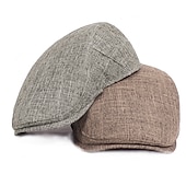 olcso Férfi kalapok-Férfi Vadászsapka Fekete Barna Pamut és vászon Utcai sikk Stílusos 1920-as évek divatja Szabadtéri Napi Alkalmi Sima Meleg