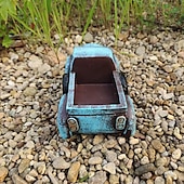 abordables Statues-Pot de fleur de voiture rétro, jardinière succulente, ornement artisanal rétro en résine pour la maison, jardin, décoration de cour
