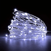 abordables Lumières de Noël-1 guirlande lumineuse de 1 m à 10 LED – Lampe luciole étoilée étanche à piles – Parfaite pour la décoration de la maison. &amp; les mariages !