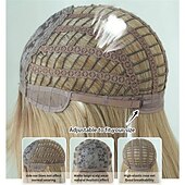 economico Parrucche trendy sintetiche-Parrucche sintetiche bionde ombre marroni con frangia Parrucca per capelli naturali morbidi e lisci a strati per le donne, feste quotidiane, resistente al calore ad alta densità