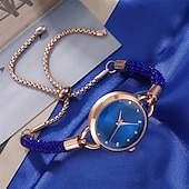 abordables Relojes de Cuarzo-6 unids/set reloj de pulsera para mujer elegante reloj de cuarzo con diamantes de imitación reloj de pulsera analógico vintage &amp; conjunto de joyas regalo para mamá ella