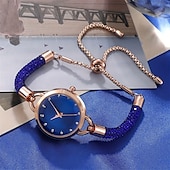 abordables Relojes de Cuarzo-6 unids/set reloj de pulsera para mujer elegante reloj de cuarzo con diamantes de imitación reloj de pulsera analógico vintage &amp; conjunto de joyas regalo para mamá ella