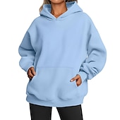 economico Felpe e Sweatshirt Texturizzati-Felpa con cappuccio Felpa Pullover Liscio Tasca frontale Per Per donna Per adulto Non stampabile Strada Casual / quotidiano