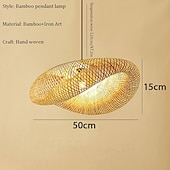 baratos Design de Lanterna-luz led pendnat lanterna de bambu design lustre retrô 40cm lustre iluminação de teto é aplicável à sala de estar quarto restaurante café bar restaurante clube