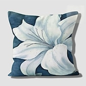 abordables style floral &amp; végétal-Housse de coussin double face à fleurs bleues, taie d&#039;oreiller carrée décorative douce, pour chambre à coucher, salon, canapé, chaise, 1 pièce