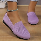 Women's Navy Blue Knit Loafers – Breathable Slip-On Casual Flats for Comfort and Everyday Wear 30