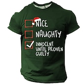 abordables Tenue de Noël amusante-T-shirts de Noël amusants pour hommes, motif lettre graphique 3D, chapeau, designer quotidien, rétro, vintage, imprimé 3D, sport, plein air, vacances, sorties, noir, bleu, rouge&amp;amp;col ras du cou à