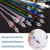 billige maling, tegning og kunstutstyr-1 stk vintage glass dip dipping penn kunst maleri forsyninger fylle blekk signatur kalligrafi fyllepenn