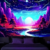 billige Blacklight -billedvev-blacklight billedvev uv reaktiv glød i mørket glød party neon trippy tåkete fjellsopp hengende billedvev veggkunst veggmaleri for stue soverom