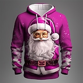 baratos Traje de Papai Noel-natal masculino papai noel 3d hoodies gráfico papai noel moda 3d impressão esportes ao ar livre feriado hoodies vermelho roxo manga longa com capuz impressão bolso frontal primavera&amp;amp;camisa de