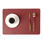 billige Placemats &amp; Coasters &amp; Trivets-vinyl dekkematte vanntett pu lær varmebestandig spisebord bord bord plate matte juledekor høst kjøkken bord matter innendørs utendørs